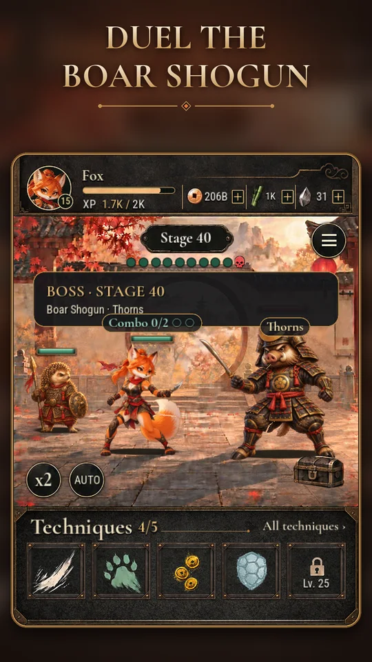 Boss duel with the Boar Shogun