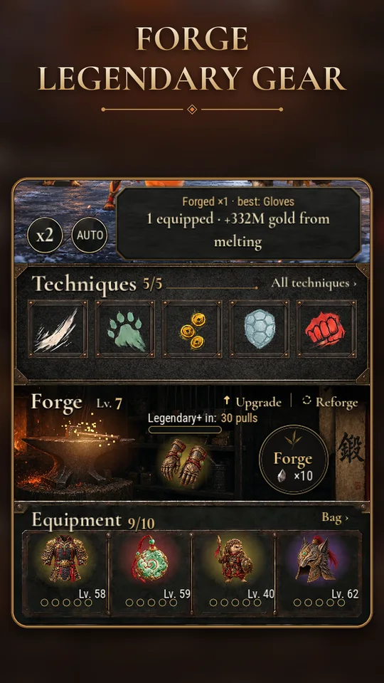 The forge with legendary gloves